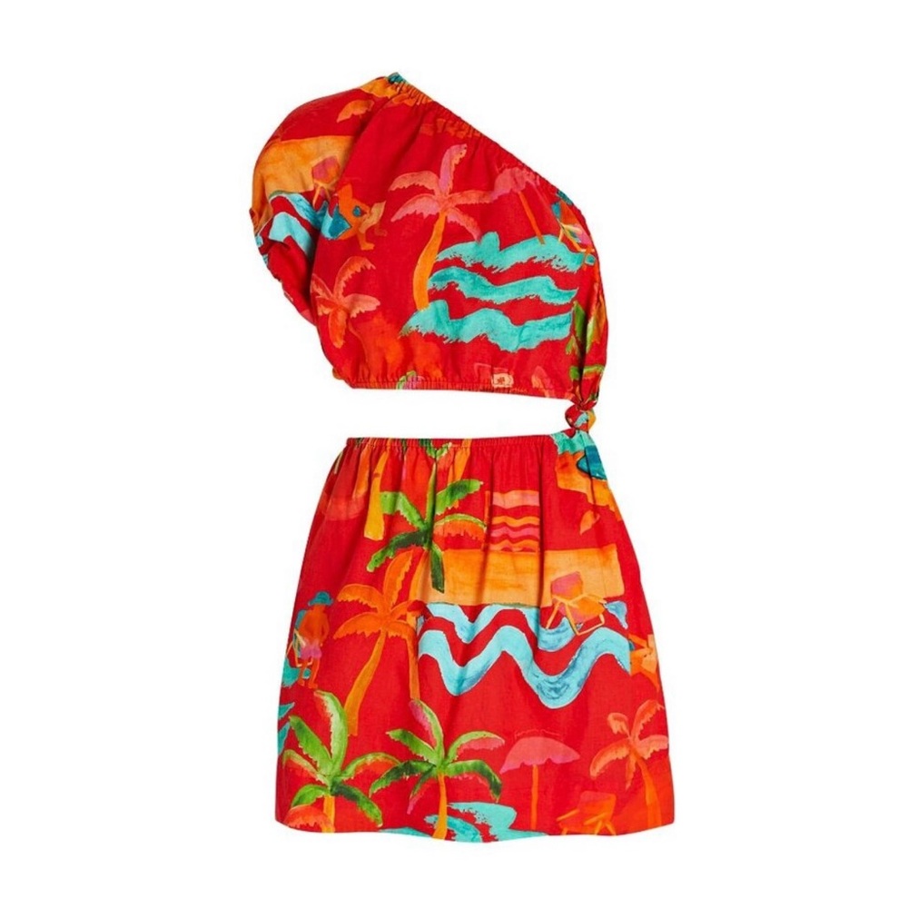 FARM Rio Red Tropical Print One-Shoulder Crop Top & Skirt Set - Picture 5 of 8